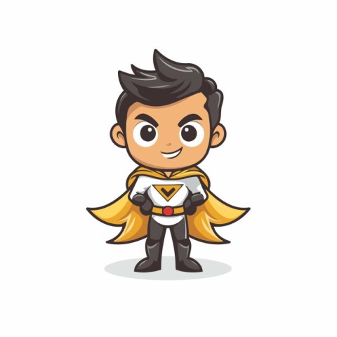 Superhero Boy Cartoon Mascot Character Design Vector Illustratio