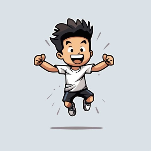 Illustration of a happy boy jumping isolated on a white backgrou