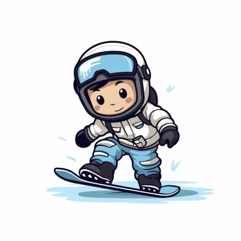 Snowboarder. Vector illustration on white background. Cartoon st