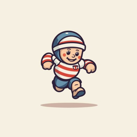 Cute little astronaut running. Vector illustration of a cartoon