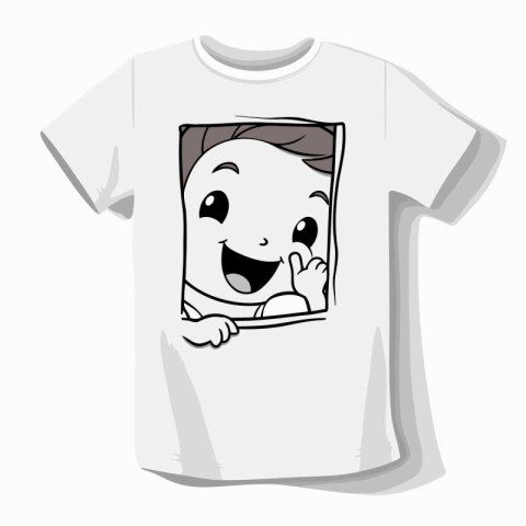 T-shirt design with a portrait of a boy on a white background