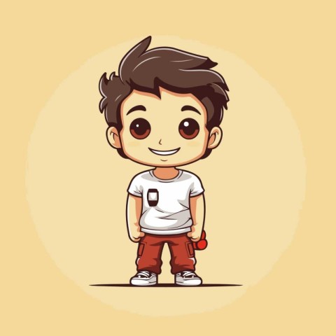 Cute little boy in casual clothes. Vector cartoon character illu