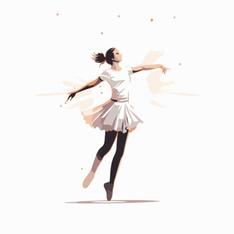 Ballerina in a white tutu dancing. Vector illustration.