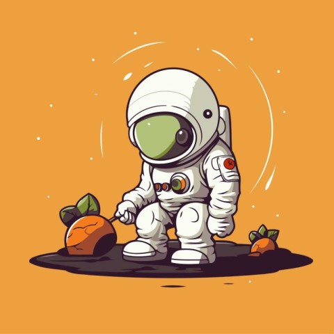 Astronaut cartoon vector illustration. Astronaut in spacesuit an