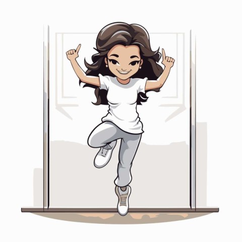 Girl jumping in the air. Vector illustration of a girl jumping i