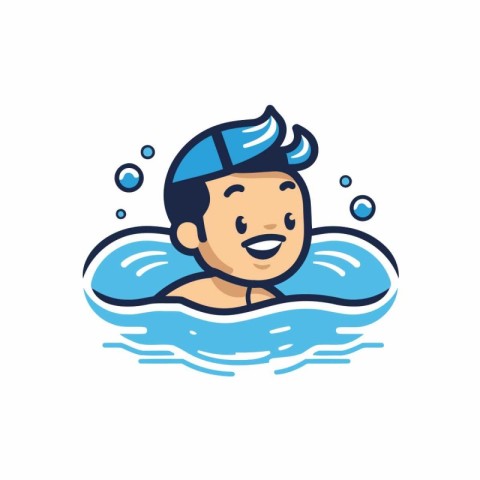 Man swimming in the pool. Vector illustration in a flat style.