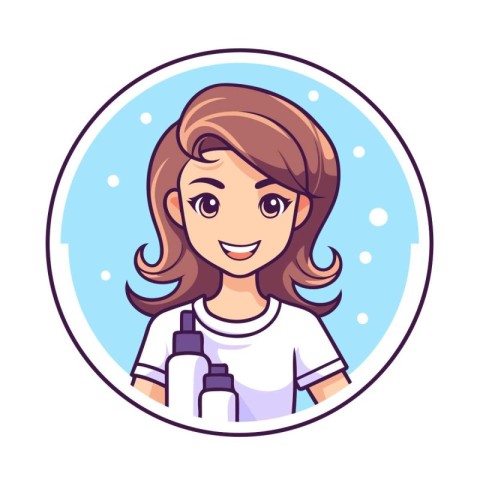 Cute girl in a white t-shirt. Vector illustration.