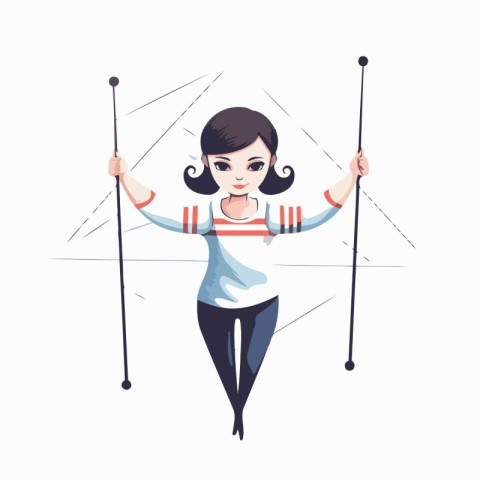 Fashionable girl in sportswear. Vector illustration on white bac