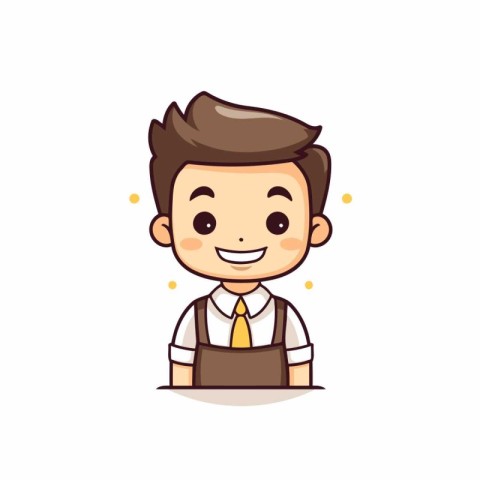 Businessman Smiling Face Cartoon Character Flat Design Style Vec