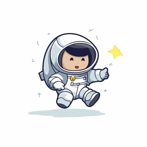 Cute astronaut cartoon on white background. Vector illustration