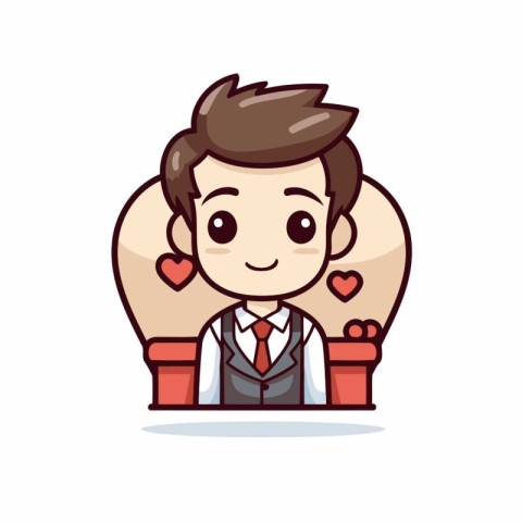 Businessman thinking about love - Cute cartoon character vector