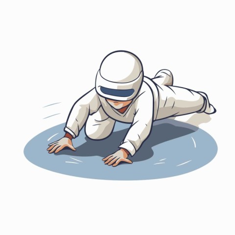 Astronaut falling on the ground. Cartoon style vector illustrati