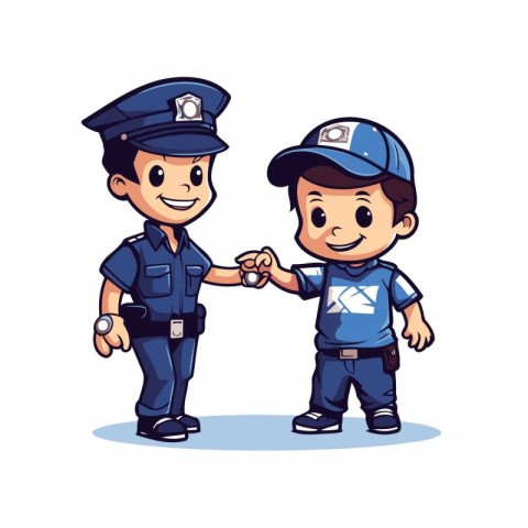 Policeman and policewoman cartoon characters vector illustration