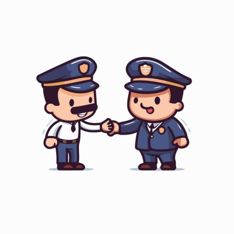 Police officer shake hands with a police officer - vector cartoo