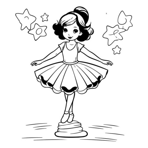 Cute little ballerina in a tutu. Vector illustration.