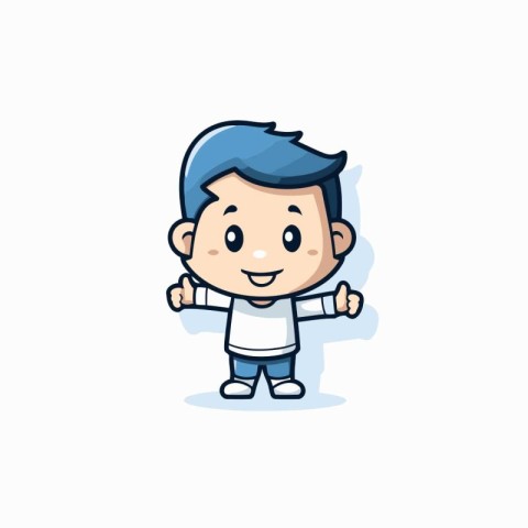 Cute Boy Cartoon Mascot Character Design Vector Illustration.