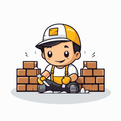 construction worker with bricks design. vector illustration eps1