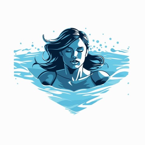 Beautiful woman swimming in the water. Vector illustration for y