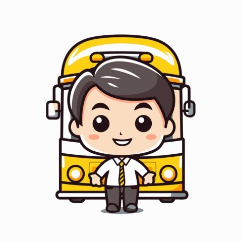 Student bus character cartoon style vector illustration. Eps 10