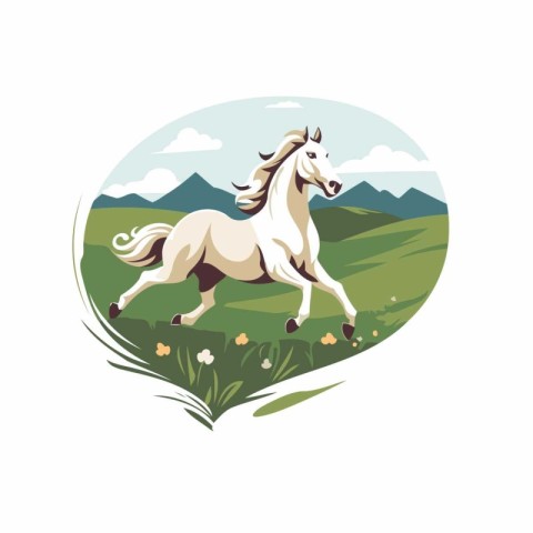 Horse in the meadow. Vector illustration on white background.