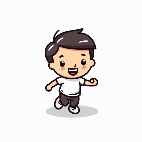 Cute Boy Running Cartoon Mascot Character Vector Illustration.