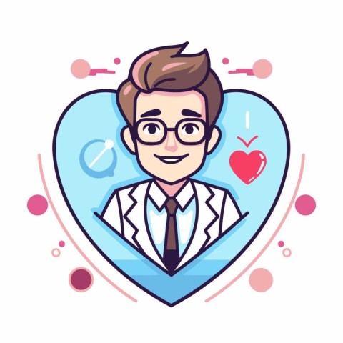 Vector illustration of a man in a suit and glasses in the form o