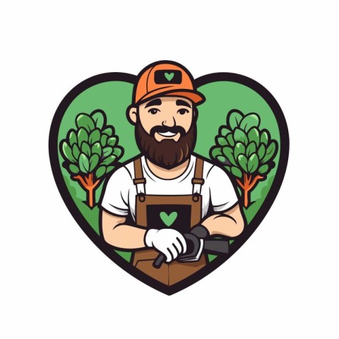 Cartoon illustration of a gardener or horticulturist with beard