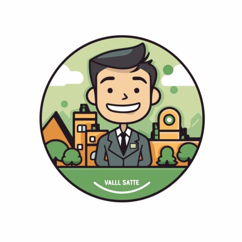 Cute boy in the park. Vector illustration in cartoon style.