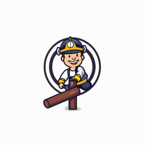 Cartoon Construction Worker Character Mascot Design Vector Illus