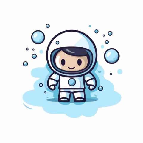 Cute cartoon astronaut in spacesuit on white background. vector