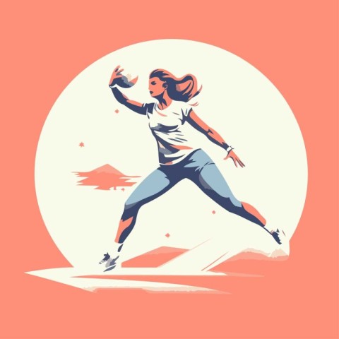 Skateboarder girl jumping. Vector illustration in retro style.