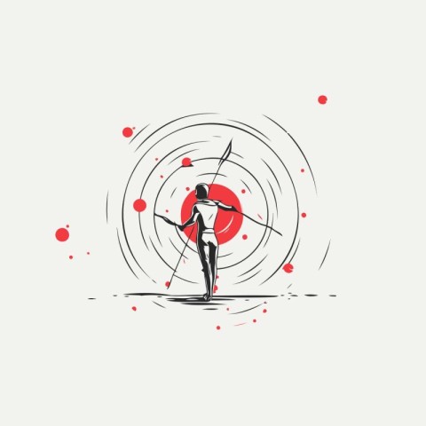 Archery sport vector illustration on white background with circl