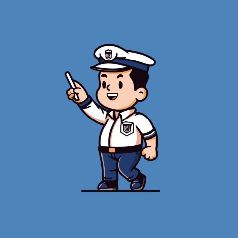 Sailor man cartoon character. Vector illustration in a flat styl