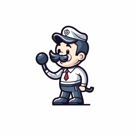 Sailor Captain Cartoon Mascot Character Vector Illustration Desi