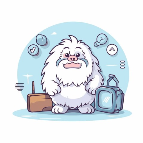 Vector cartoon illustration of a cute santa claus sitting on the