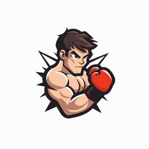 Vector illustration of a kickboxer punching with a red heart.