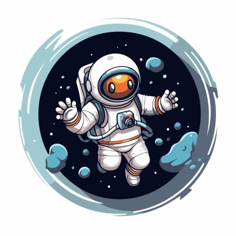 Astronaut in outer space. Vector illustration of cartoon charact