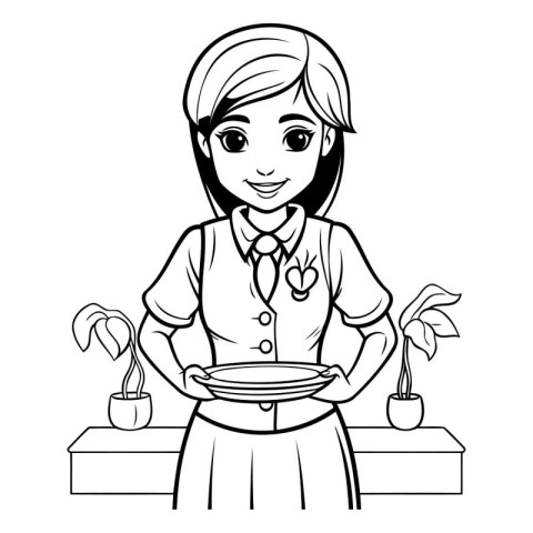 Nurse with tray cartoon vector illustration graphic design vecto