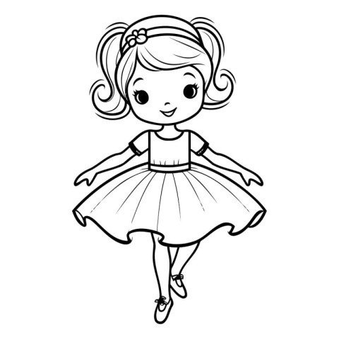 Cute little ballerina in a tutu. Vector illustration.