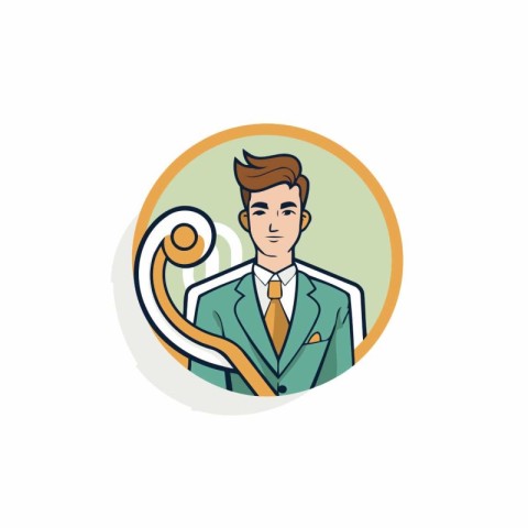 Businessman with a stethoscope. Vector illustration in cartoon s