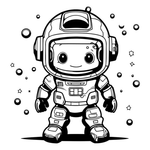 Vector illustration of Cute Cartoon Astronaut on a white backgro