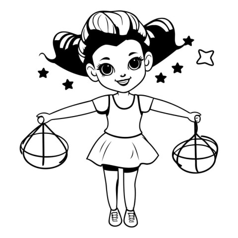 cute little girl with justice scale vector illustration designic