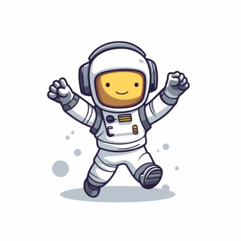 Astronaut running character isolated on white background. Vector