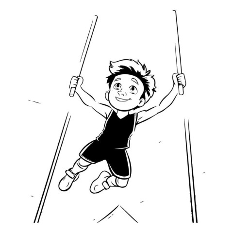 Cute little boy climbing on the rope. sketch for your design