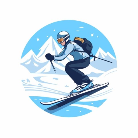 Snowboarder. skier. Vector illustration on white background.