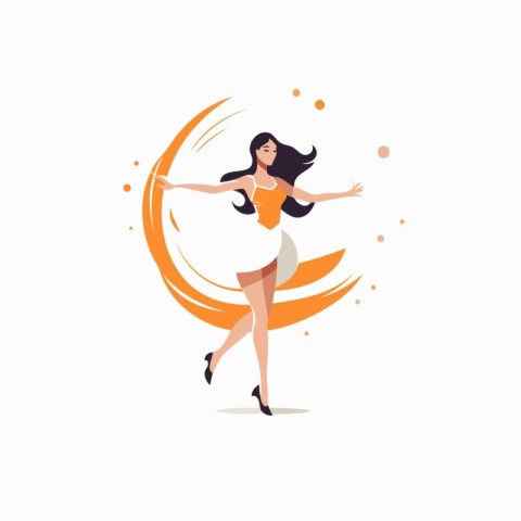 Cute girl dancing ballet. vector Illustration on a white backgro