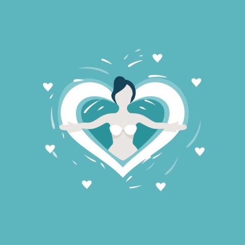 Vector illustration of a woman in a swimsuit with a heart in her