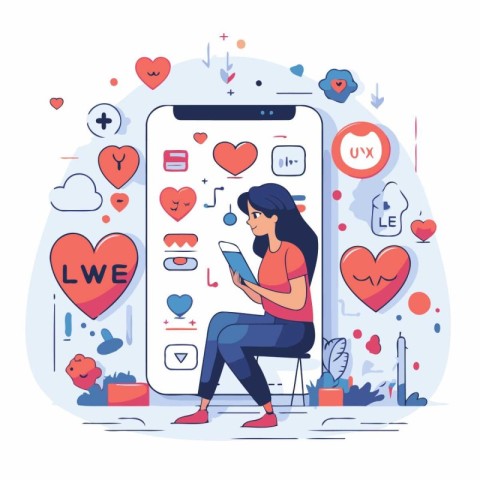 Online dating app concept. Vector illustration in flat cartoon s