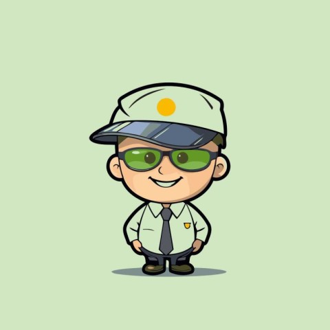 Cute Cartoon Policeman Mascot Character Design Vector Illustrati