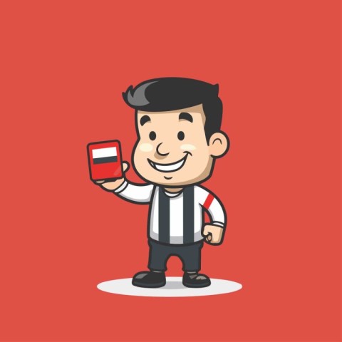 Cute referee cartoon character design. Vector illustration of a